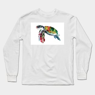 Sea Turtle, Olive green, Sage green, Turquoise, purple turtle artwork Long Sleeve T-Shirt